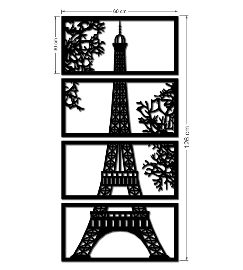 Quadro Decorativo Torre Eiffel Preto