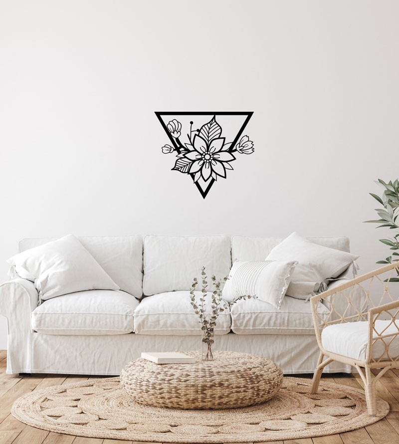 Quadro Decorativo Pirâmide Floral Preto