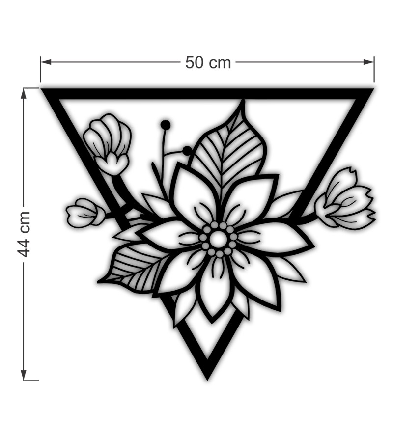 Quadro Decorativo Pirâmide Floral Preto