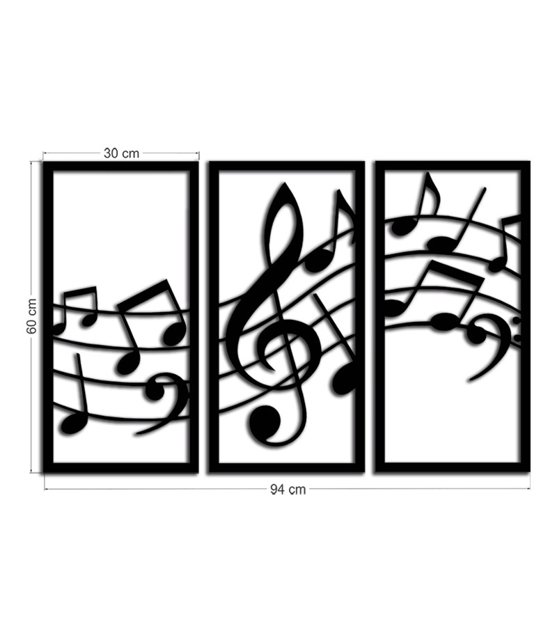 Quadro Decorativo Notas Musicais Preto