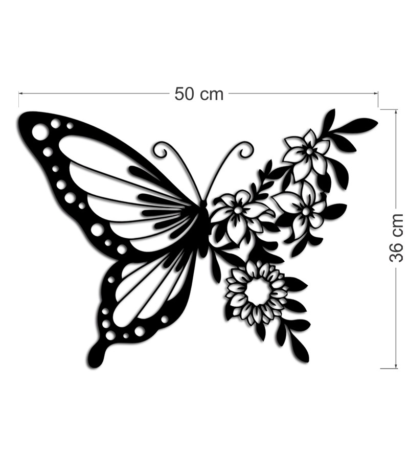 Quadro Decorativo Borboleta Floral Preto