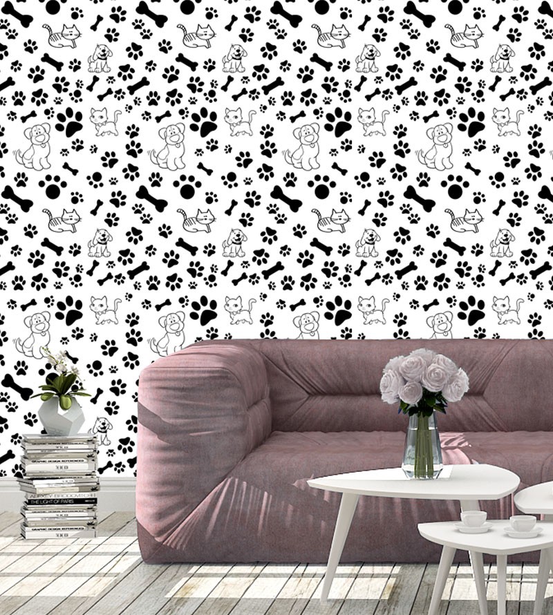 Papel De Parede Adesivo de pegadas e cachorros...