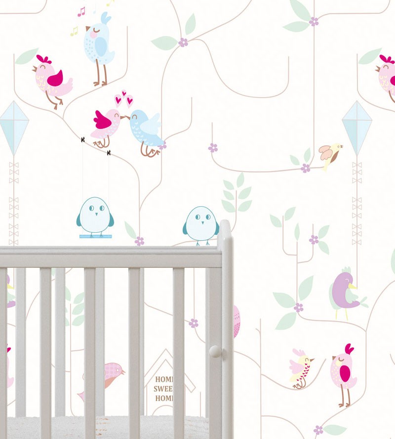 Papel De Parede Adesivo de passarinhos abstratos