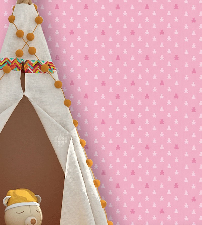 Papel De Parede Adesivo Ursinhos Rosas