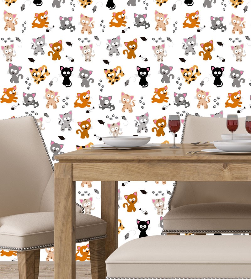 Papel De Parede Adesivo Gatos Abstratos