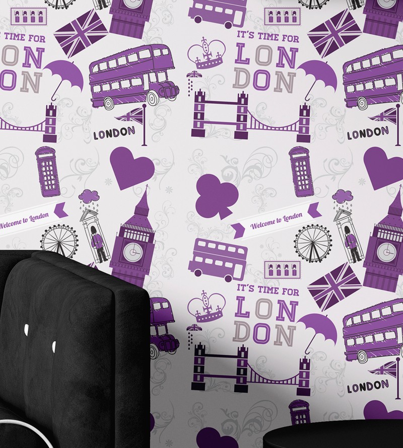Papel De Parede Sala e Quarto Londres Roxo