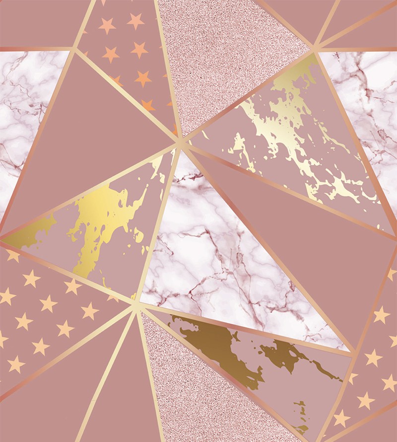 Papel de Parede Rose Geométrico com Estrelas