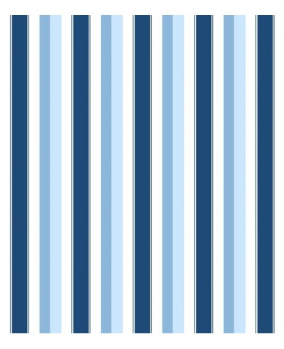 Papel de parede listrado em tons de azul, azul claro e branco - Listrado 1023