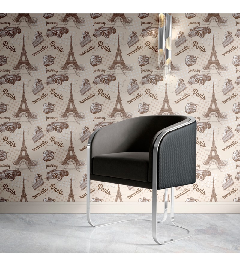 Papel de Parede Casual Vintage Paris Torre Eiffel