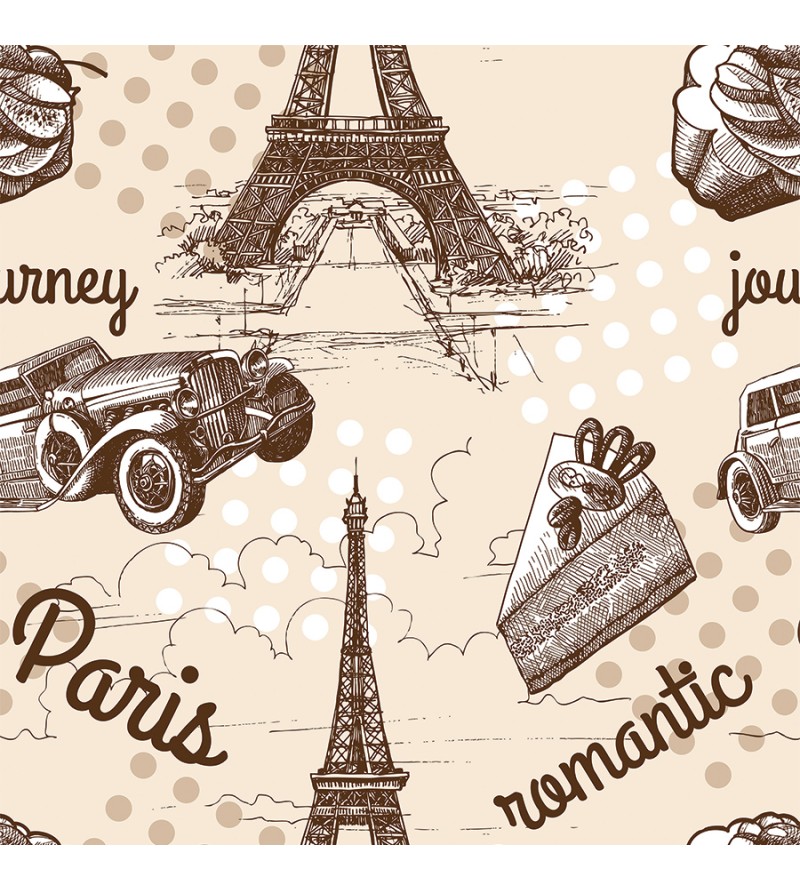 Papel de Parede Casual Vintage Paris Torre Eiffel