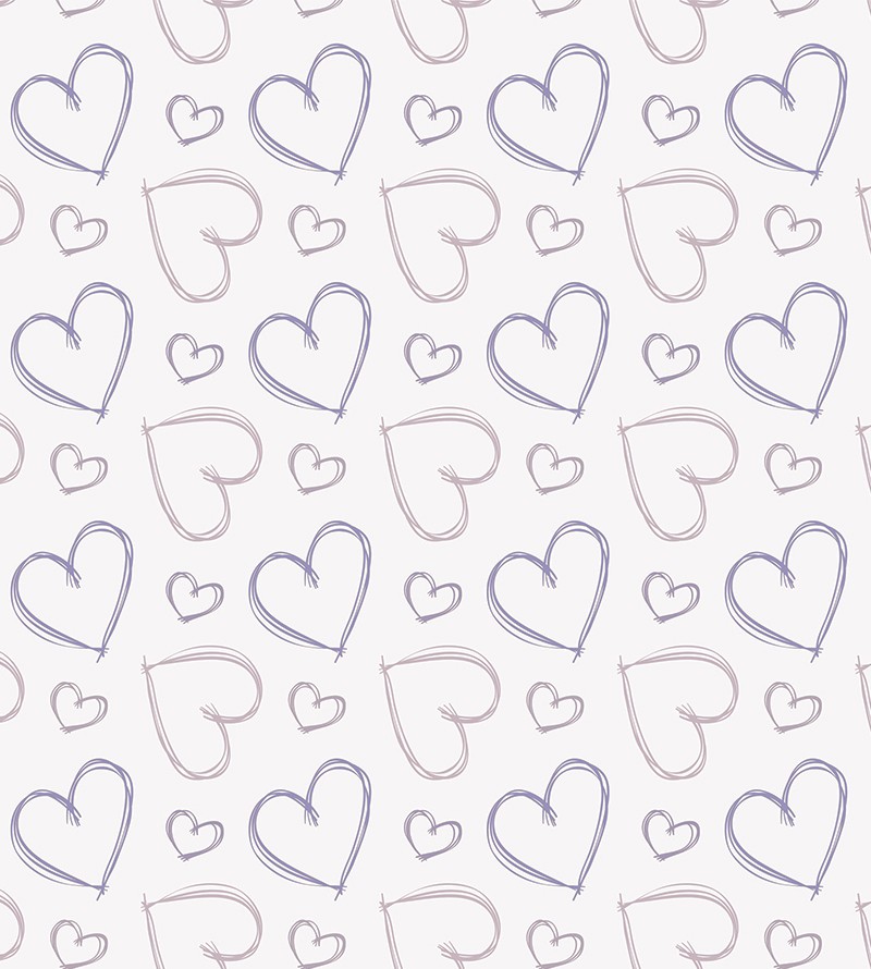 Papel de Parede Adesivo Corações Desenho a Lápis