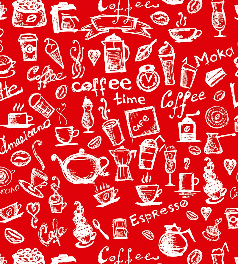Papel De Parede Cozinha Gourmet Café Vermelho