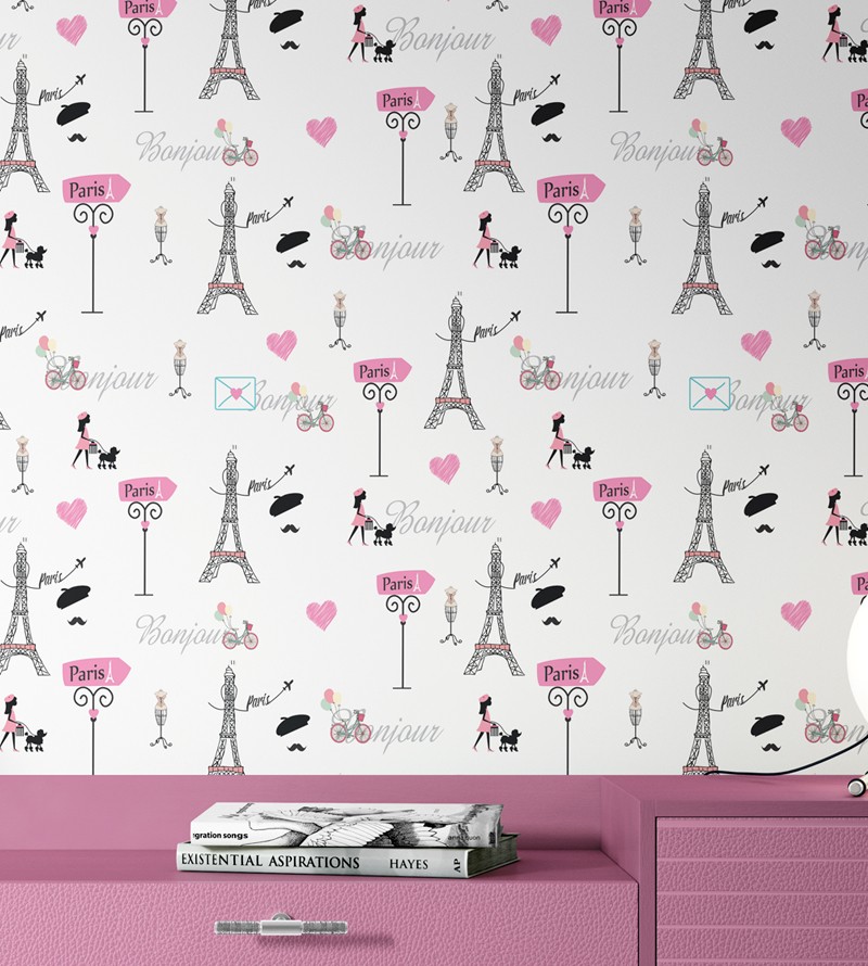 Papel de Parede Rosa Paris Teen