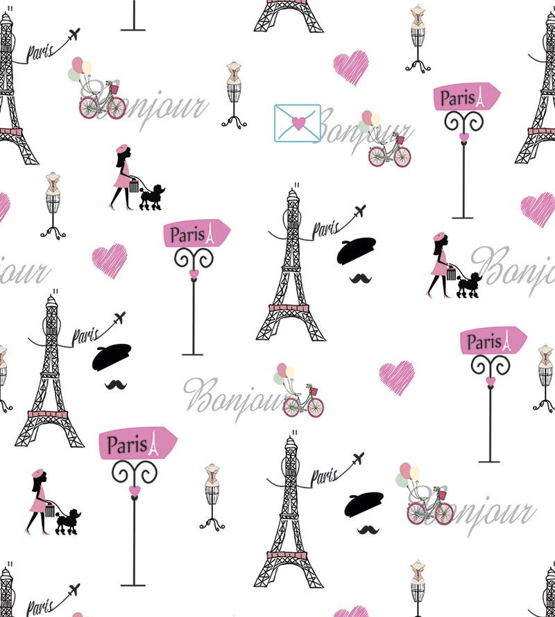 Papel de Parede Rosa Paris Teen