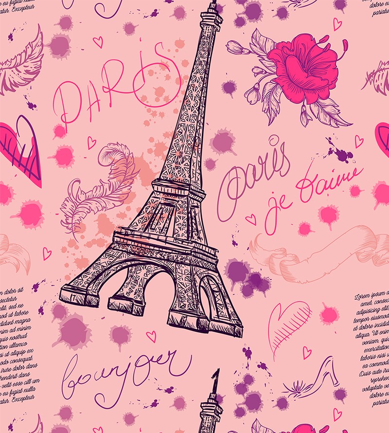 Papel De Parede Paris Rosa e Pink Romântico