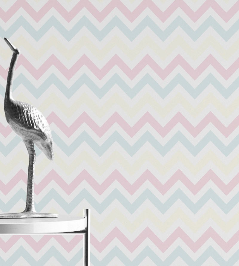 Papel de Parede Chevron Rosa e Azul