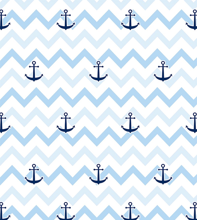 Papel de Parede Chevron Azul Claro com Ancora