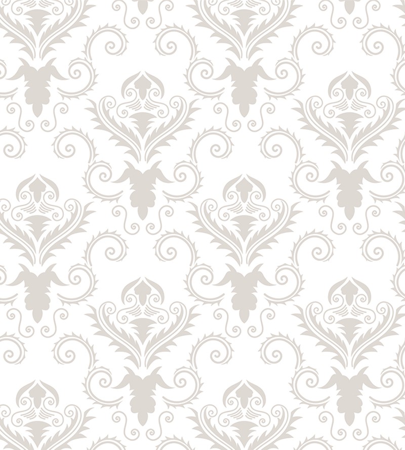 Papel De Parede Arabesco Cinza com Fundo branco