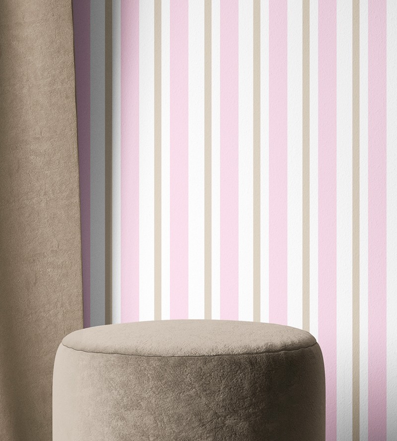 Papel de Parede Listrado Chiclets em Tons de...