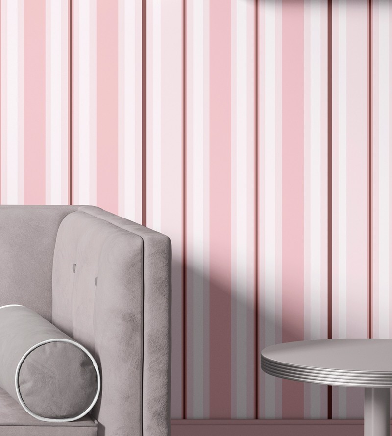 Papel de Parede com Listras Verticais Rosa