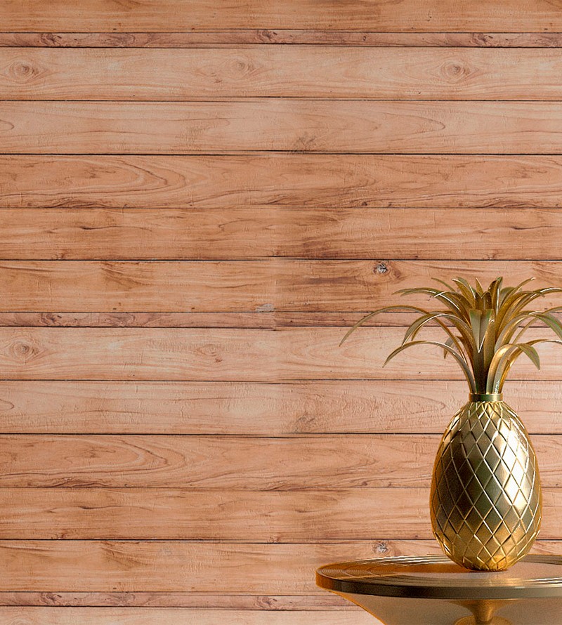 Papel de Parede Estilo Madeira Deck Bege e Marrom