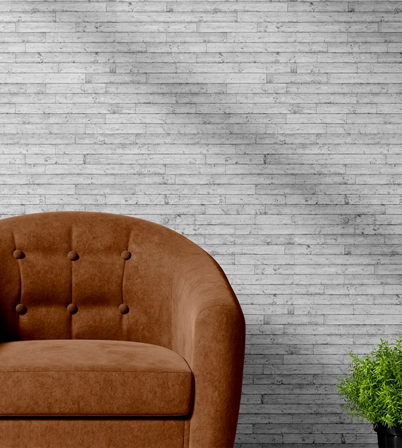 Papel de Parede Estilo Madeira Deck Cinza