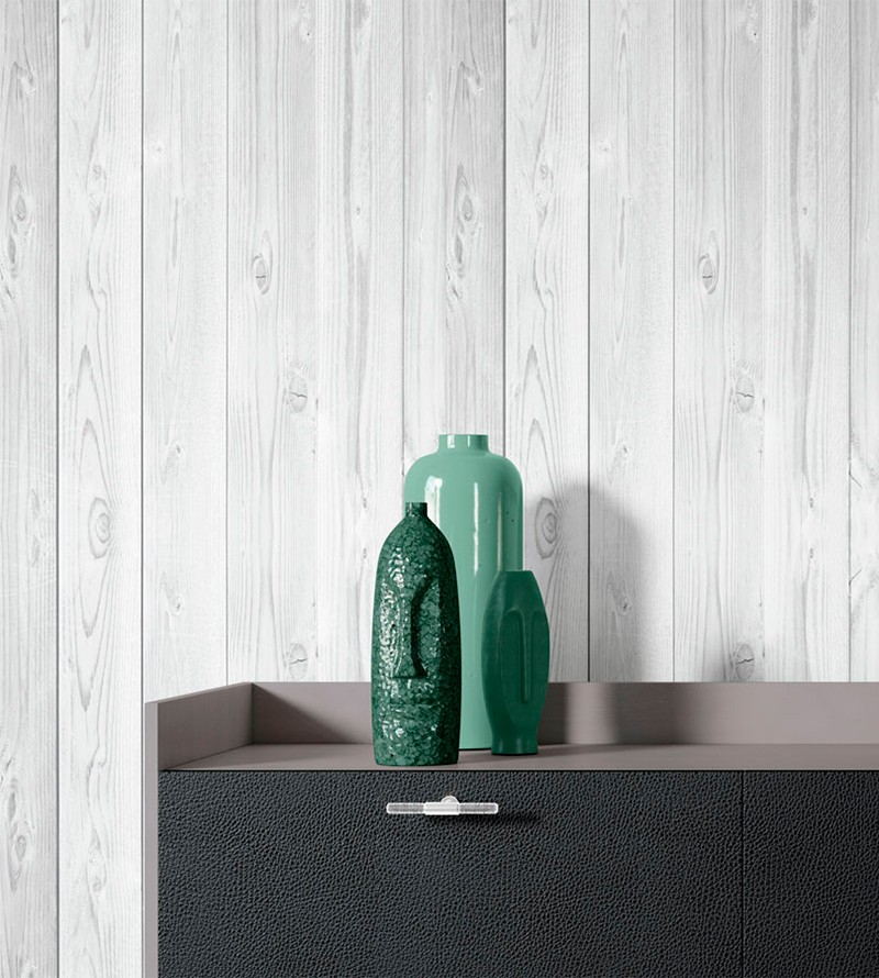 Papel de Parede Madeira Ripas em Tons Cinza