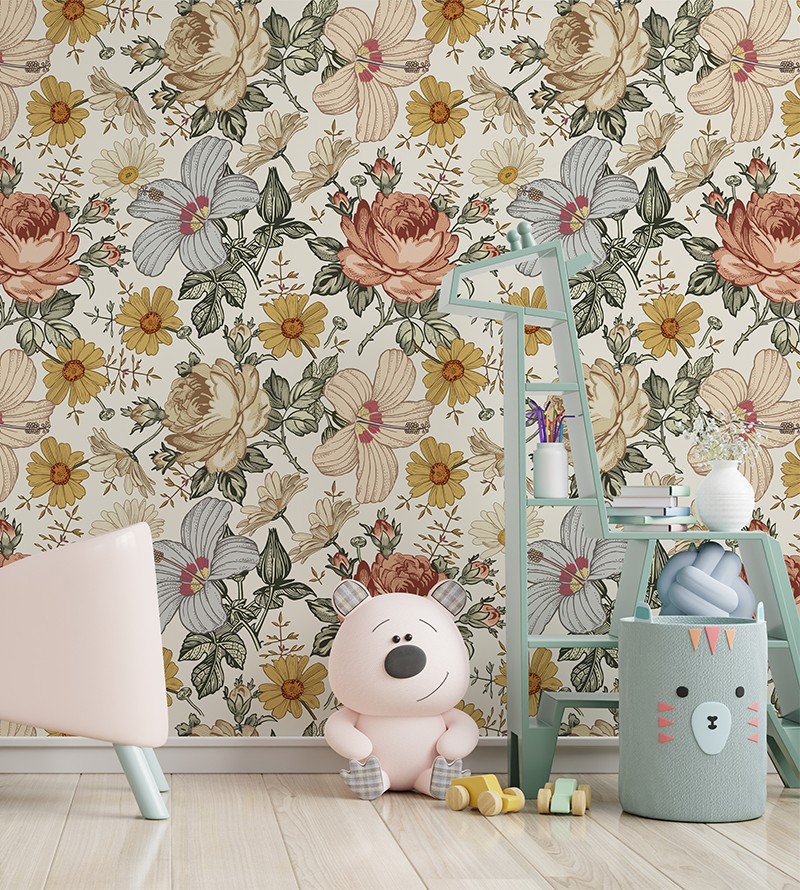 Papel de Parede Foto Mural Flores Vintage