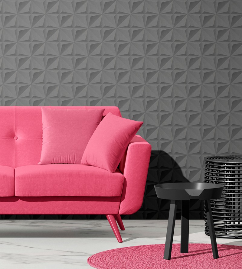 Papel de Parede 3D Cinza Origami