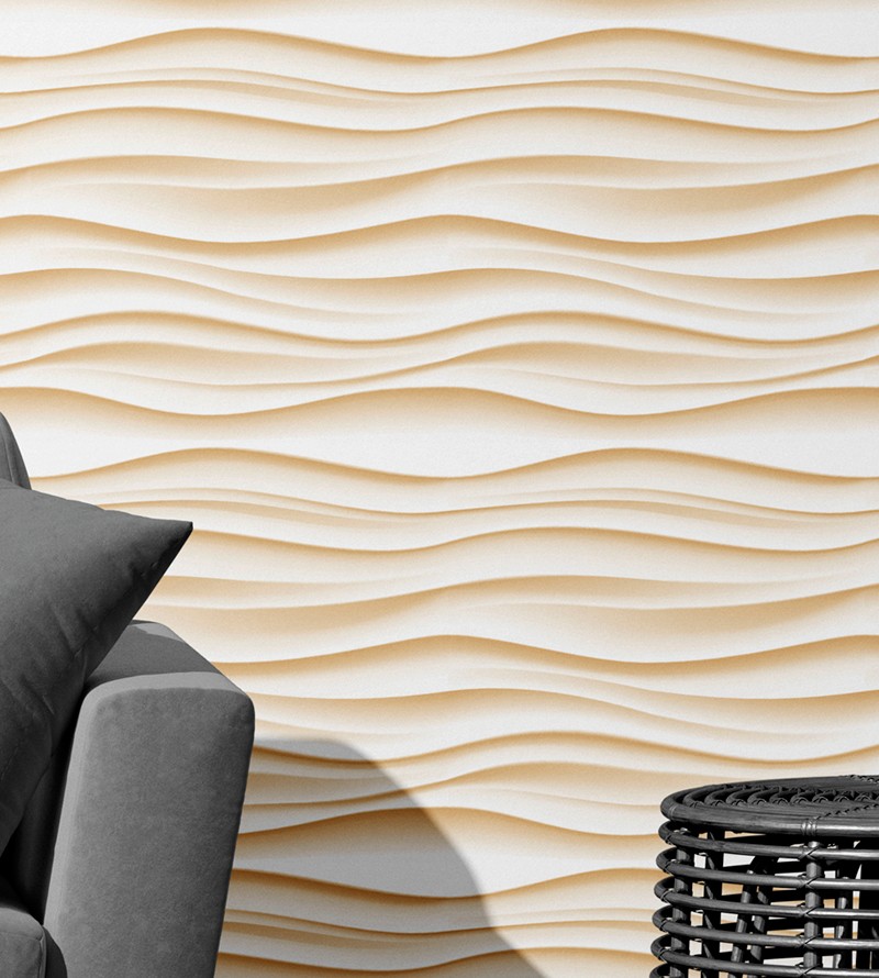 Papel de Parede 3D Ondas em Tons Bege
