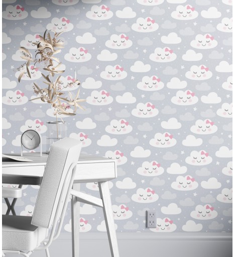 Papel de Parede Bebê Nuvens...