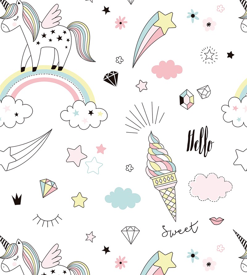 Papel de Parede Infantil Unicórnios