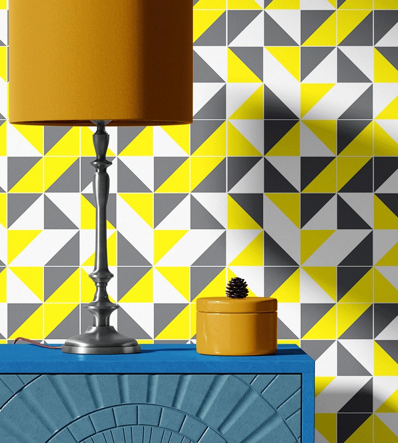 Papel de Parede Geométrico Abstrato em Tons...