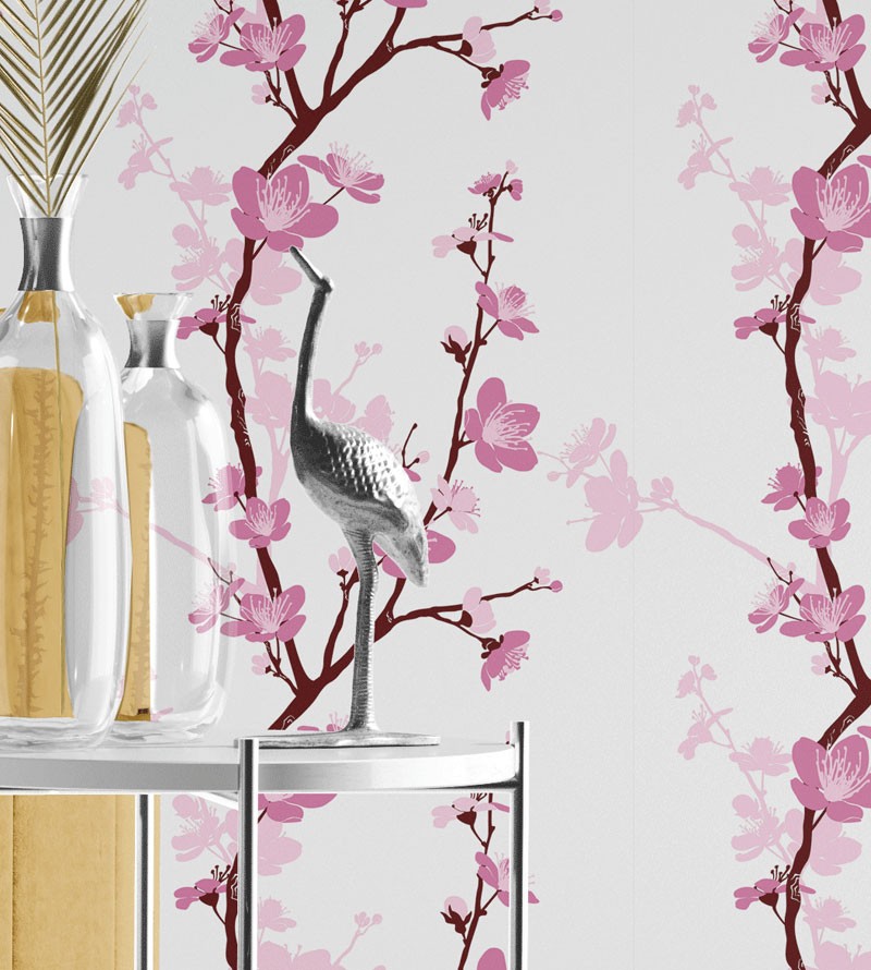 Papel de Parede Flor de Cerejeira Rosa