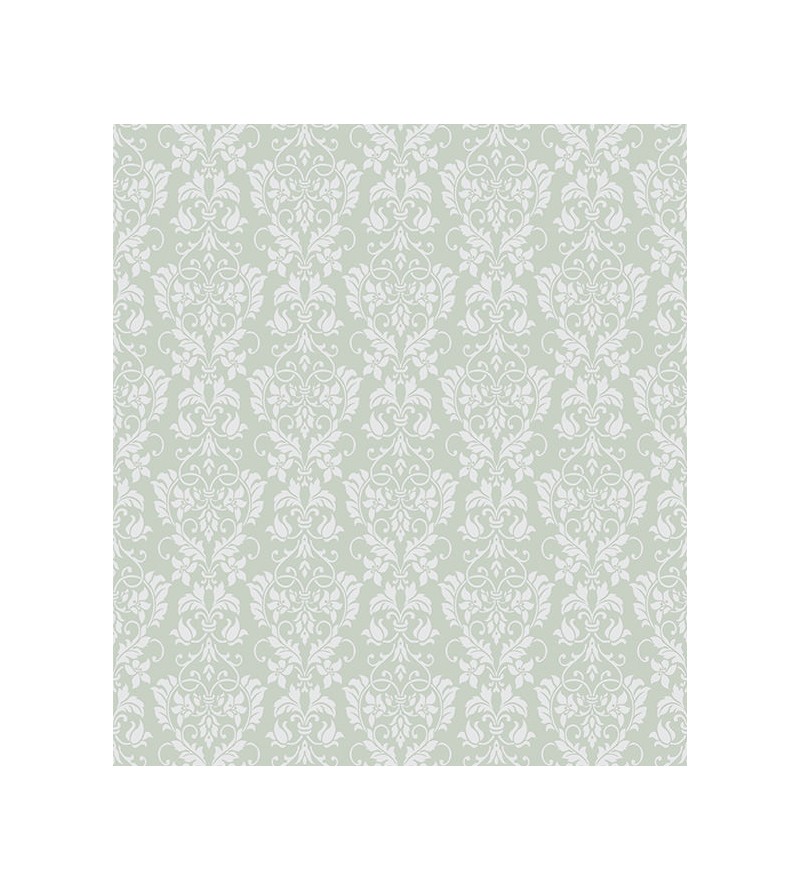 Papel de parede em tons cinza e verde - Damask 23