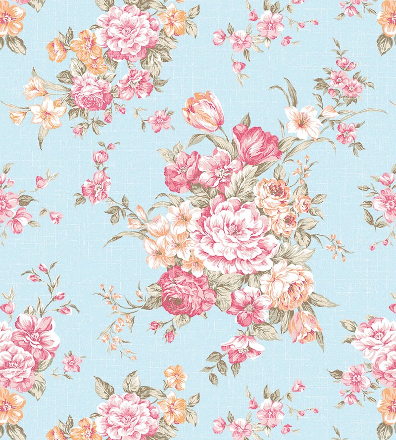 Papel de Parede Flores com Fundo Azul