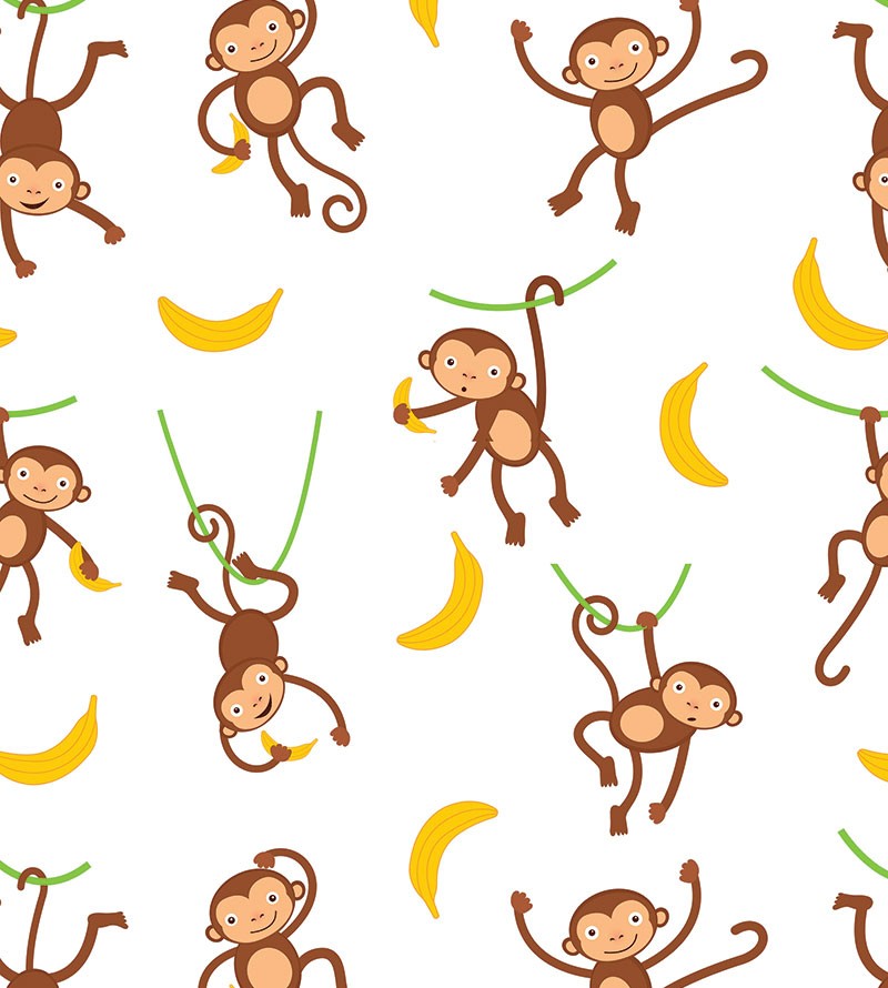Papel de Parede Infantil Macacos
