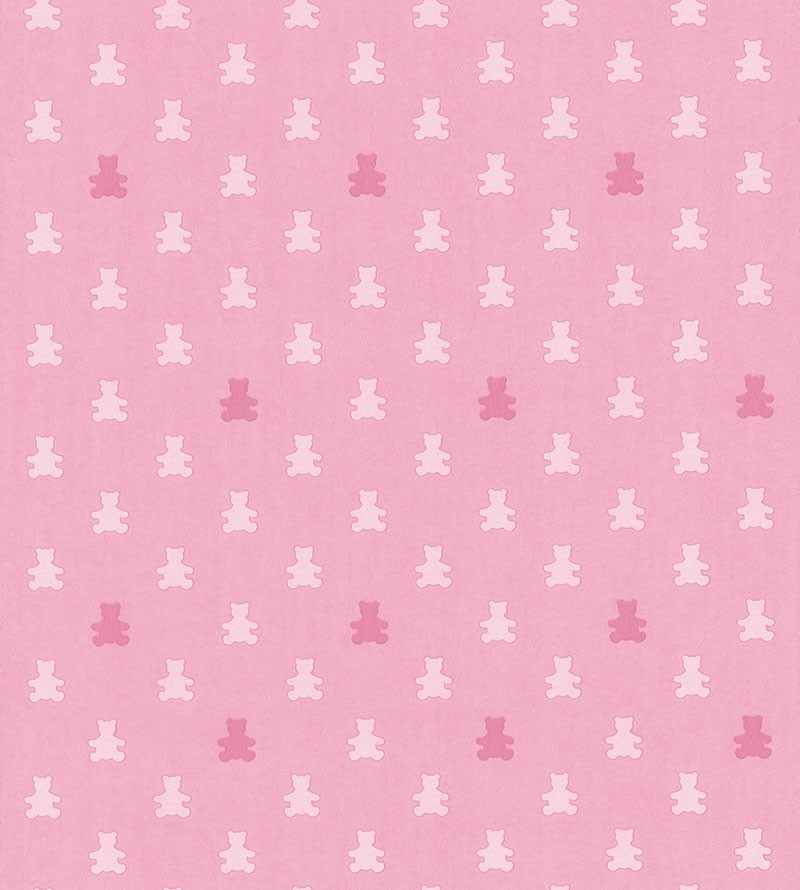 Papel de Parede Infantil Ursinhos em Tons Rosa