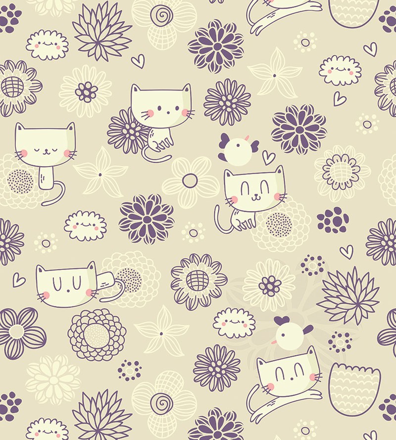 Papel de Parede Infantil Gatinhos