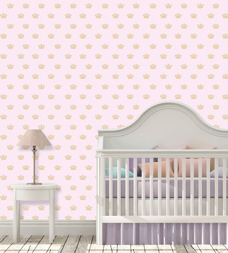Papel de Parede Coroa com Fundo Rosa