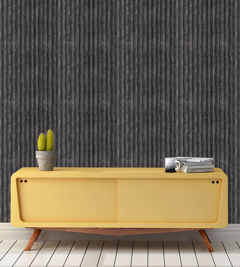 Papel de Parede Madeira Ripada Carvalho Escuro