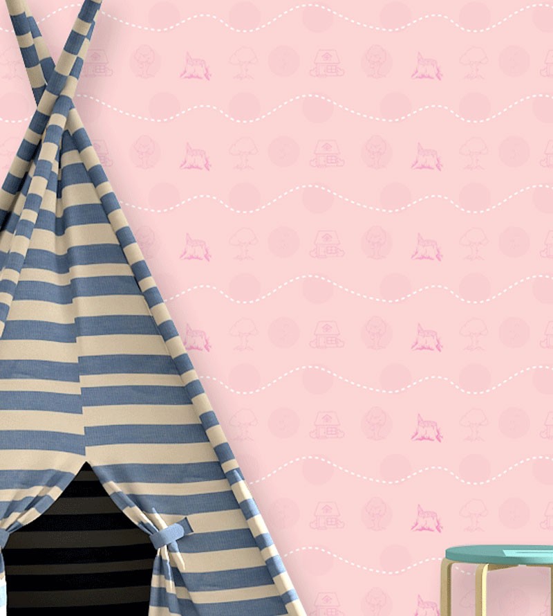 Papel de Parede Infantil Casinha em Tons de Rosa