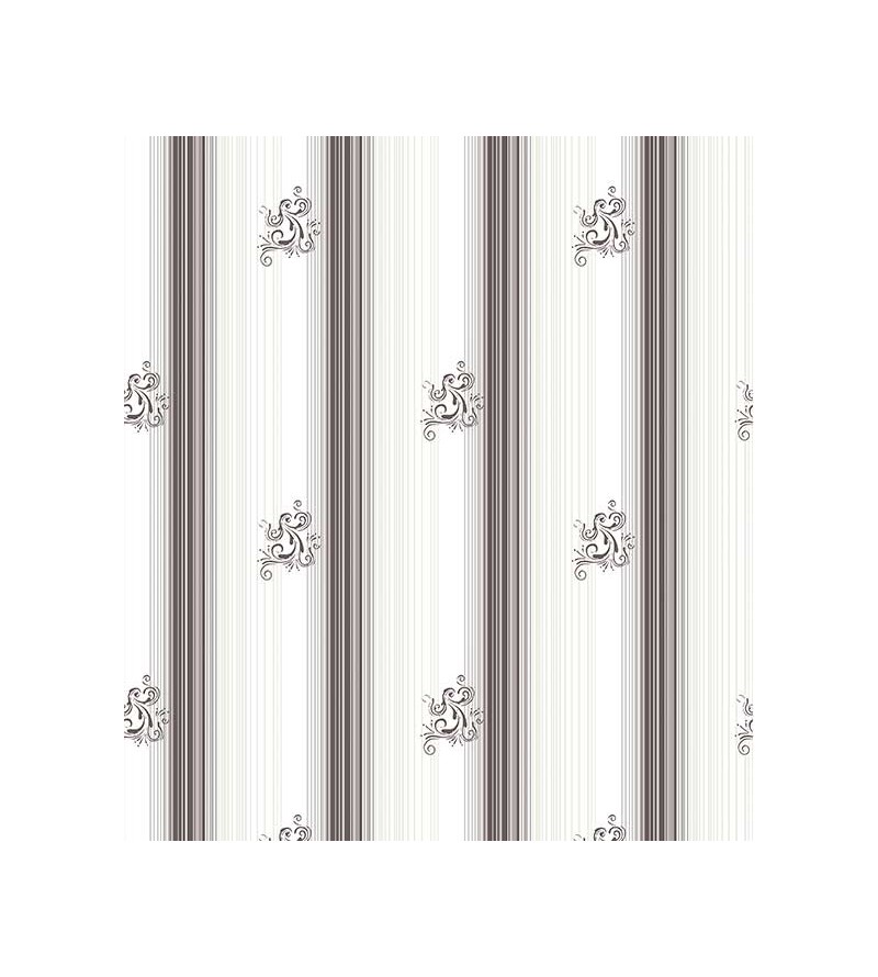 Papel de parede com fundo branco, com e listras e detalhes em tons de cinza - Casual 41