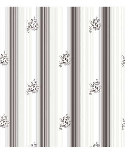 Papel de parede com fundo branco, com e listras e detalhes em tons de cinza - Casual 41 Papel de parede com fundo branco, com e listras e detalhes em tons de cinza - Casual 41