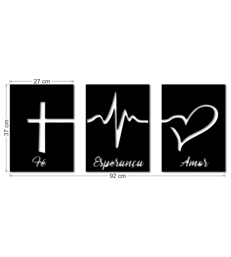 Quadros Decorativos Mosaico Fé, Esperança e...