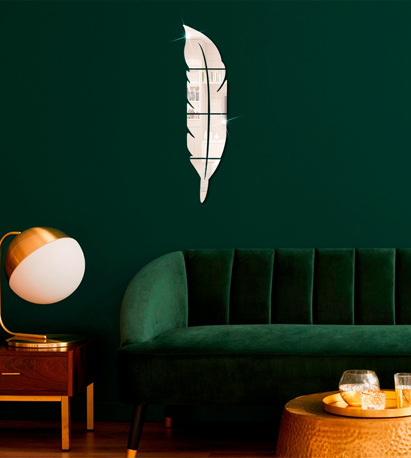 Pena Enfeite Decorativo em Acrílico Prata