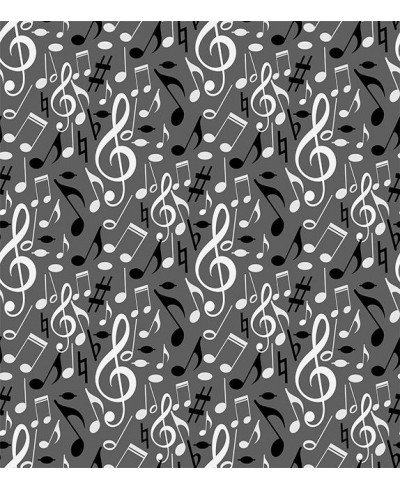 Papel de parede Notas Musicais Claves em Cinza - Preto e Branco - Notas 09