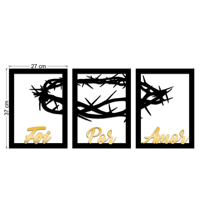 Trio Quadros Foi por Amor em MDF Vazado