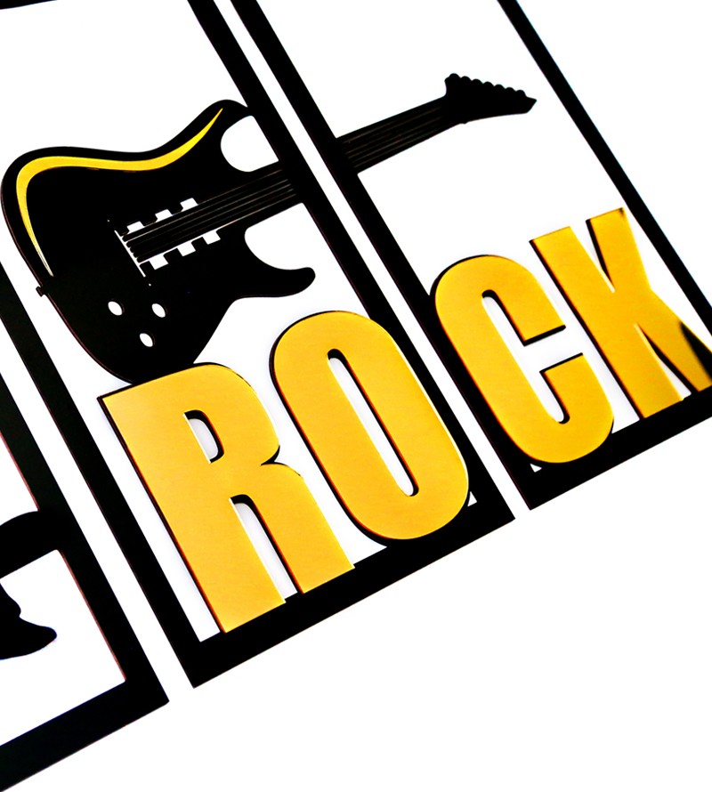 Trio Quadros Rock Guitarra em MDF Vazado