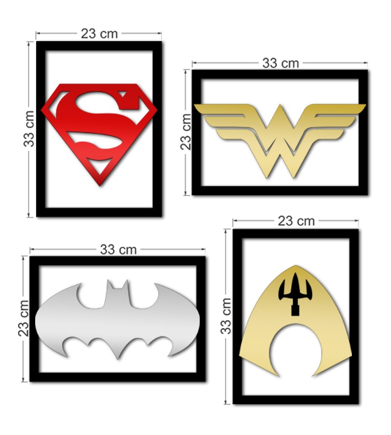 Quadros Decorativos DC Batman Superman Aquaman...